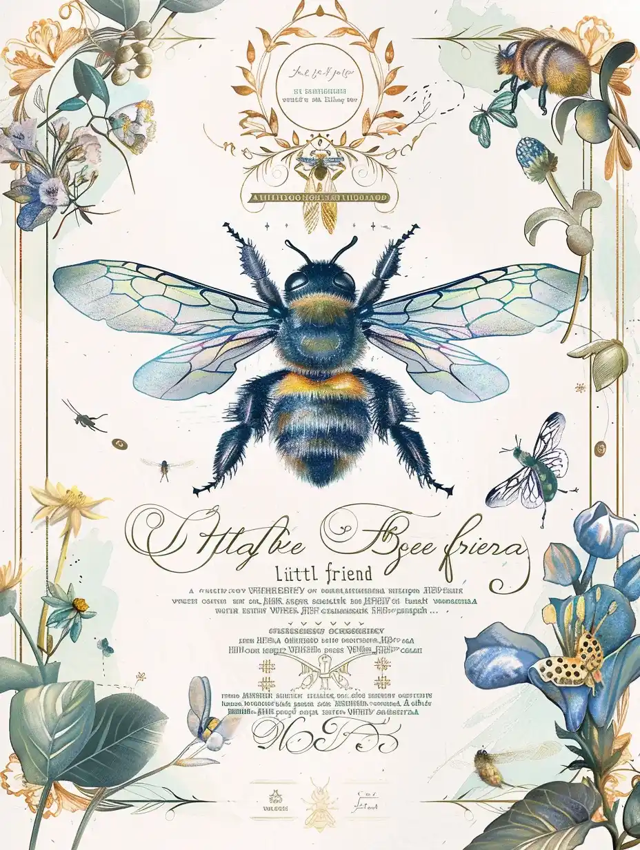 Bee Friend Diploma Design Midjourney提示词