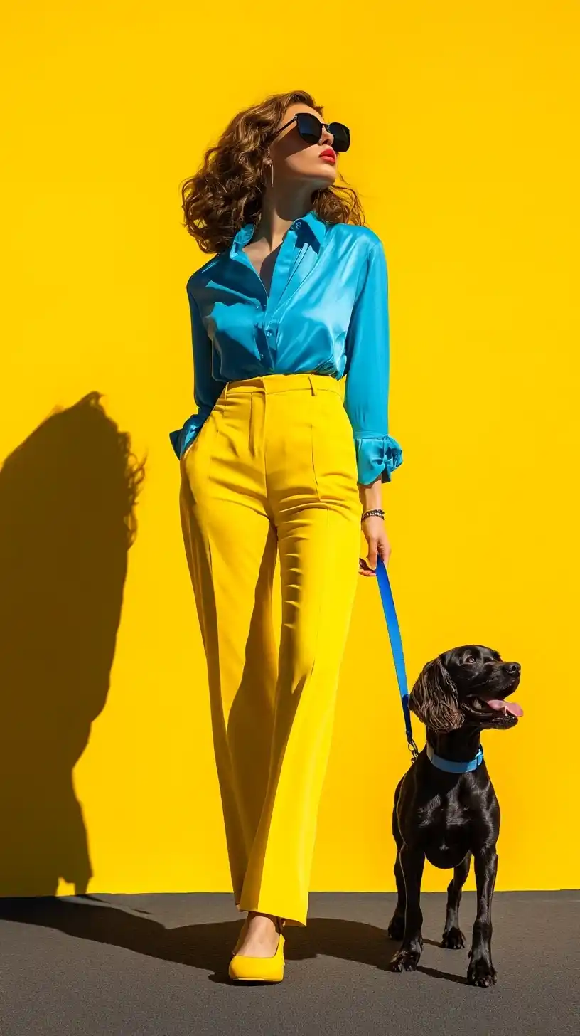 Fashion Model with Dog Midjourney提示词