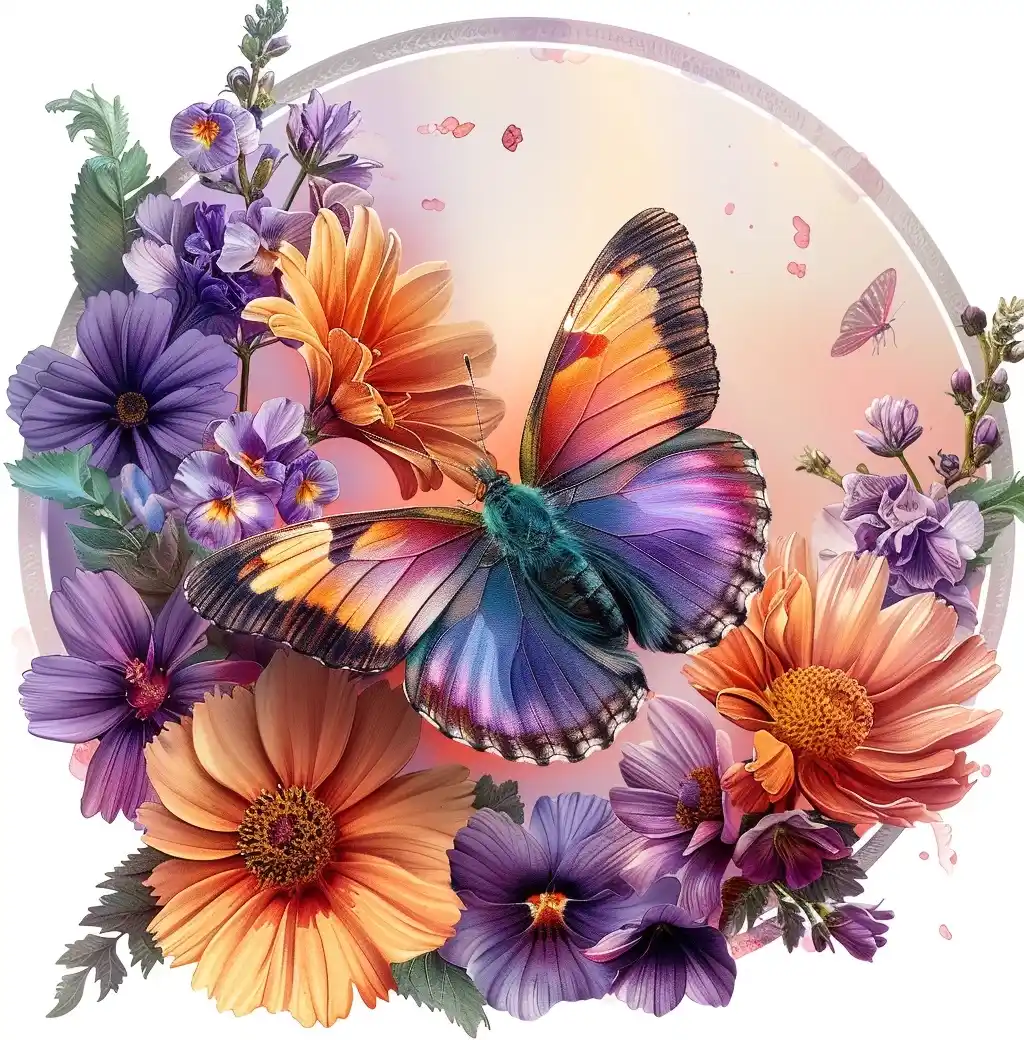 Pastel Butterfly Circle Midjourney提示词