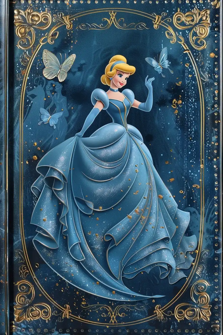 Realistic Cinderella Notebook Cover Midjourney提示词