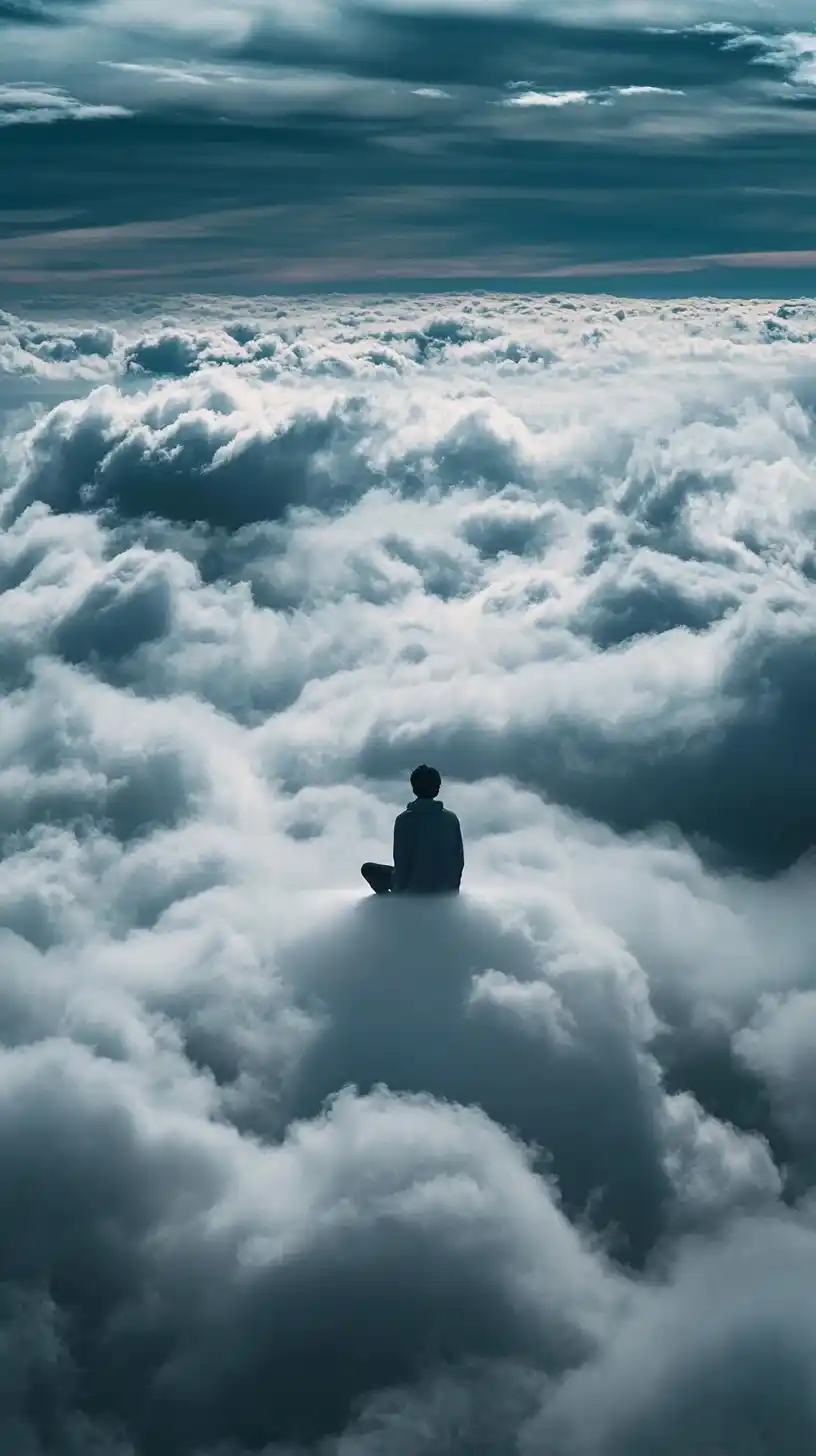 Surreal Cloud Sitting Photography Midjourney提示词