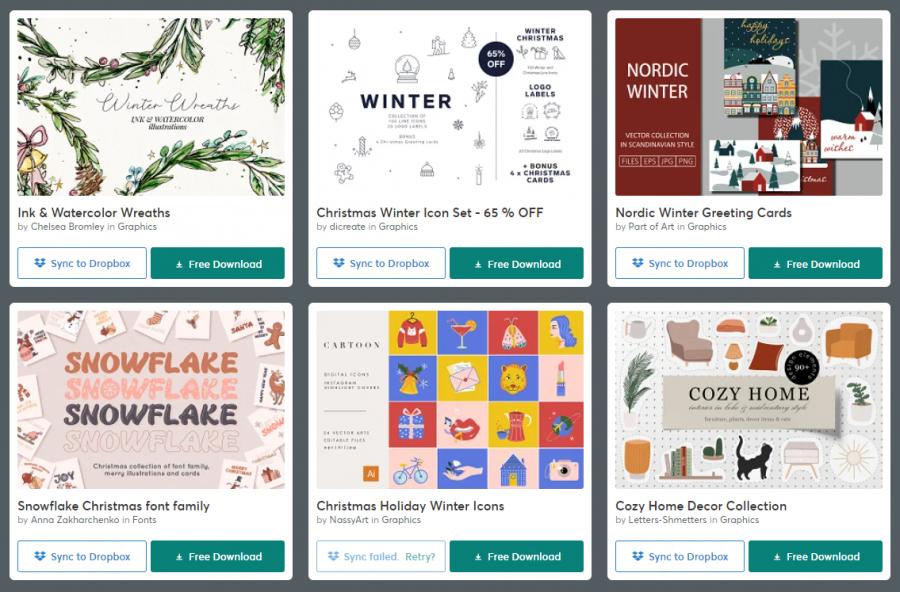 （2020年12月21日）CreativeMarket网站本周免费资源打包