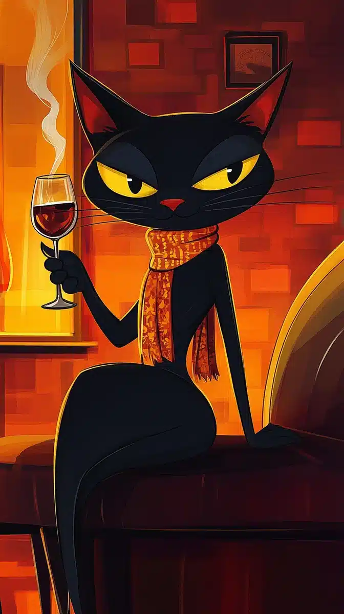 Vintage Cartoon Jazz Cat Midjourney提示词