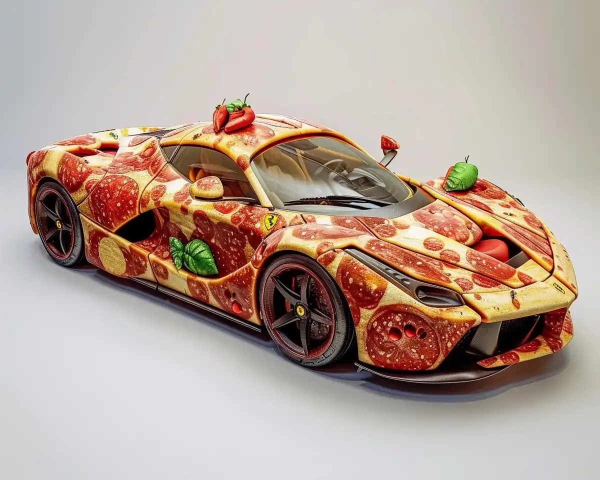 Pizza Ferrari in Photorealism Midjourney 提示词生成效果