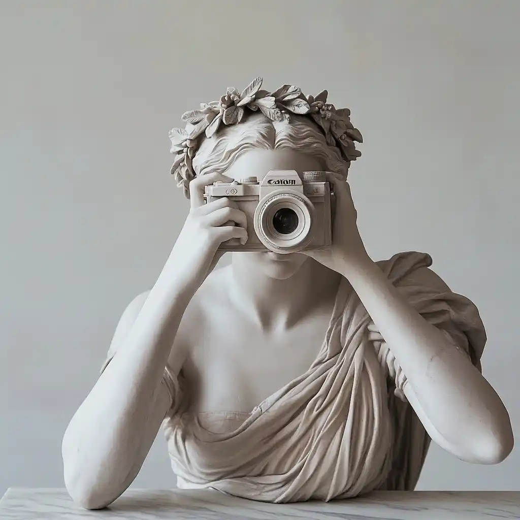 Marble Aphrodite with Camera Midjourney提示词