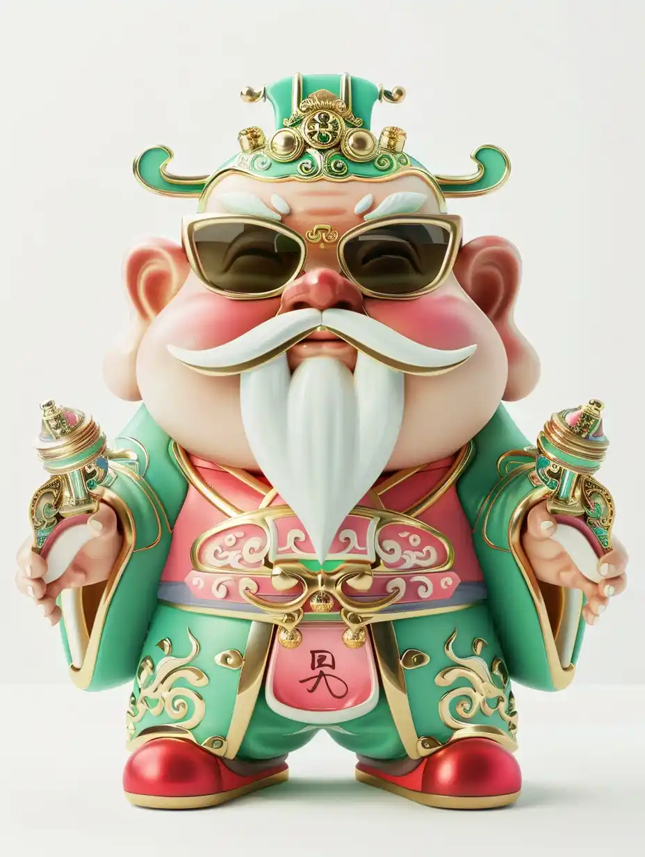 Ceramic Wealth God Pixar Midjourney提示词