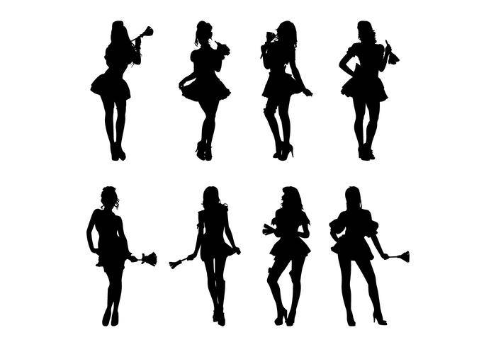 免费女仆剪影矢量