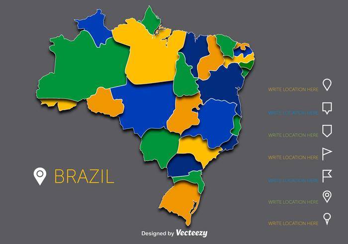 多彩的巴西矢量地图