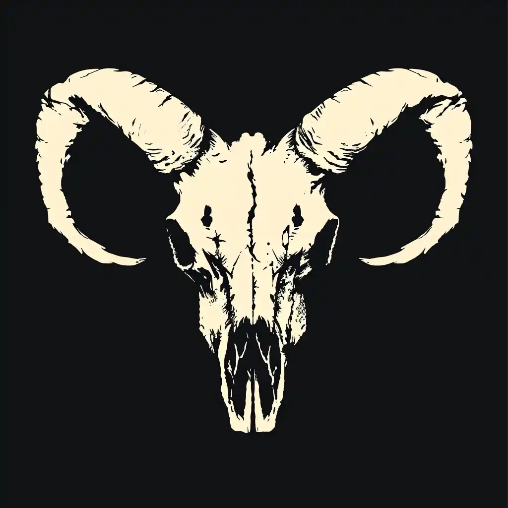 Stylized Goat Skull Silhouette Midjourney提示词