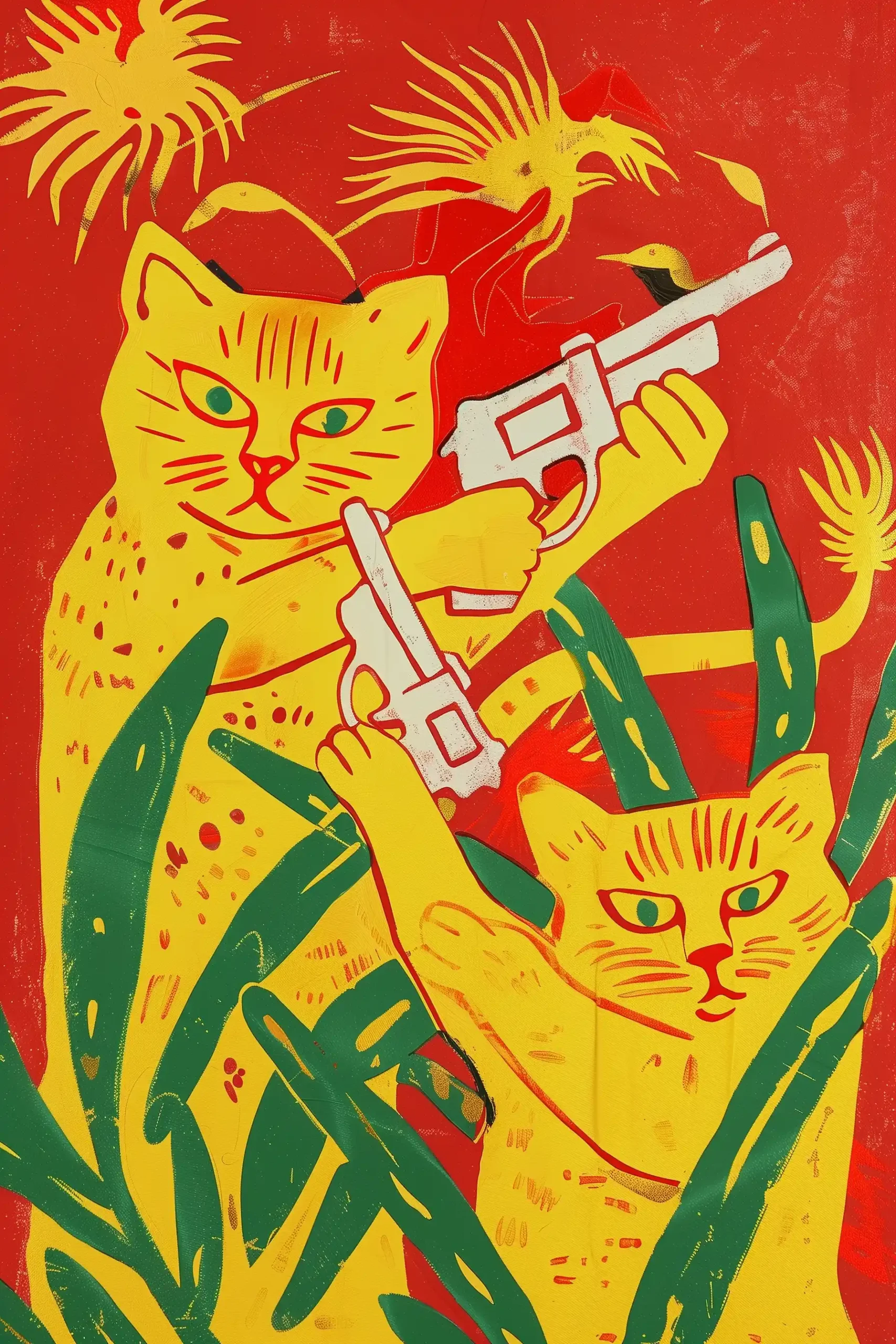 Matisse-Style Cat Shootout Midjourney提示词