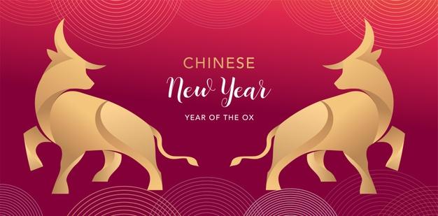 6款2021年元旦新年牛年春节红色喜庆插画矢量素材打包下载