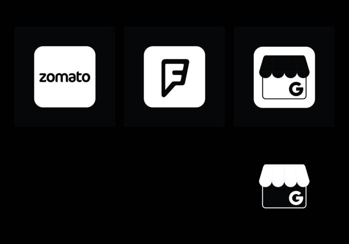 社交媒体图标 -  Zomato，Foursquare，谷歌我的商业