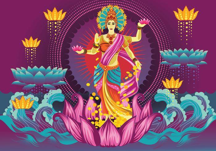 免费紫色女神Lakshmi矢量