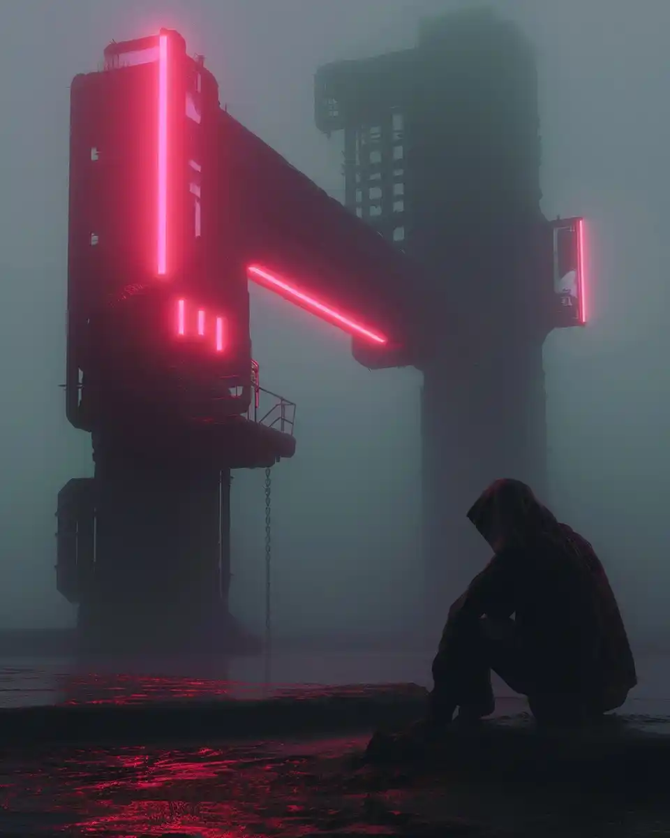 Cybergoth Scarecrow Minimalist Neon Midjourney提示词