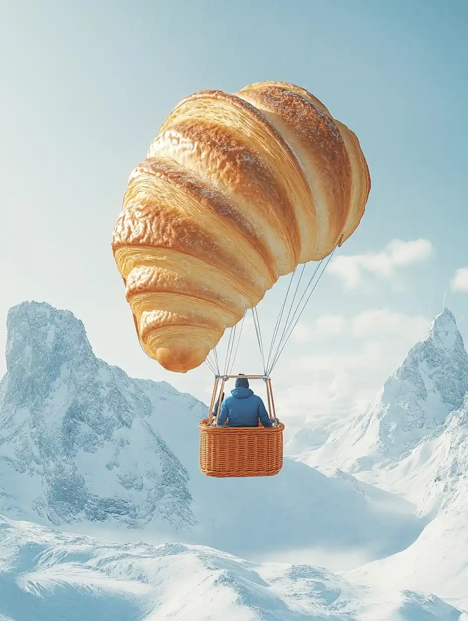 Hyper-Realistic Balloon Croissant Midjourney提示词