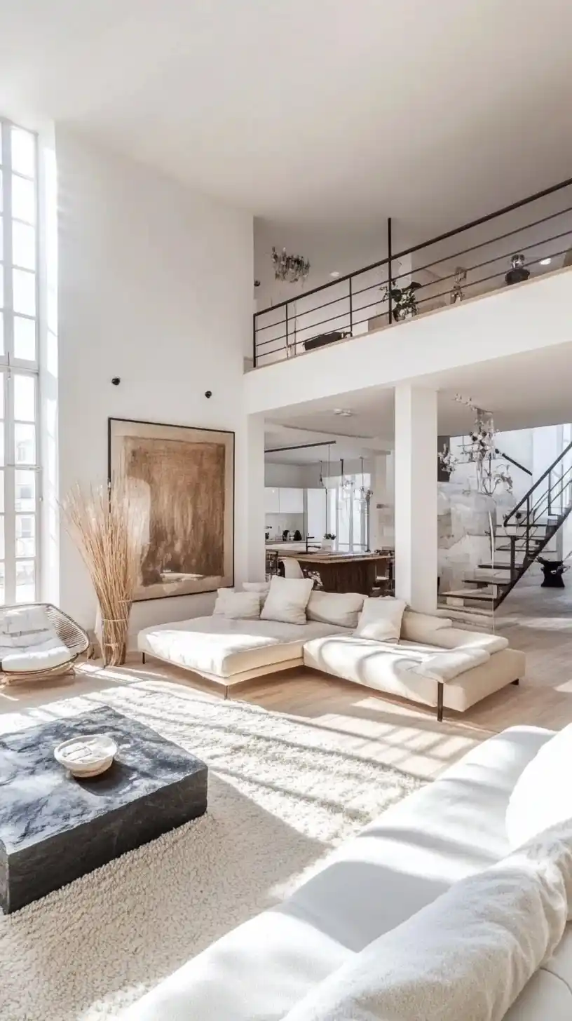 Modern Penthouse Living Room Midjourney提示词