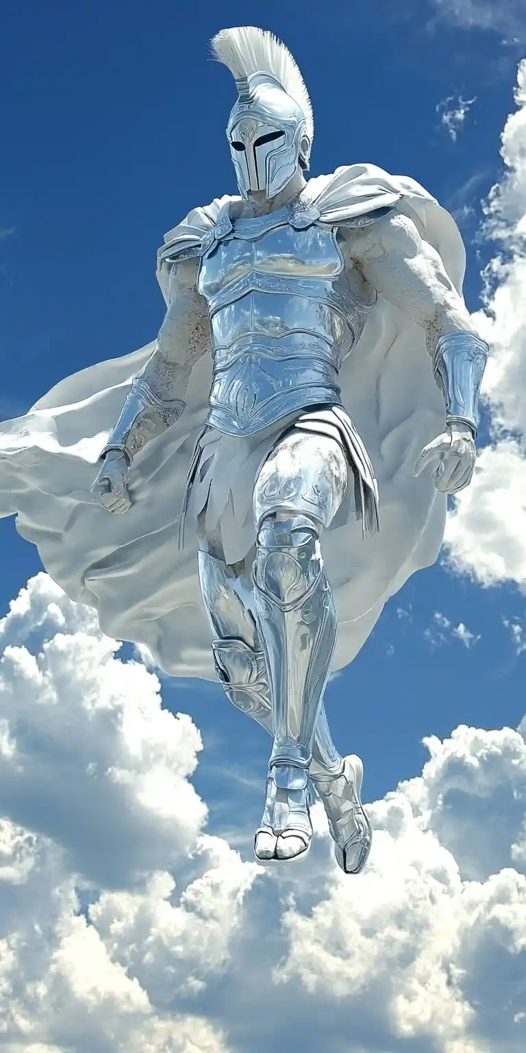 Chrome Gladiator Against Sky Midjourney提示词