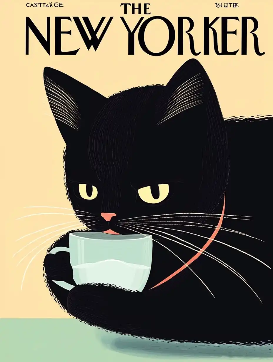 Kitten Drinking Water Illustration Midjourney提示词