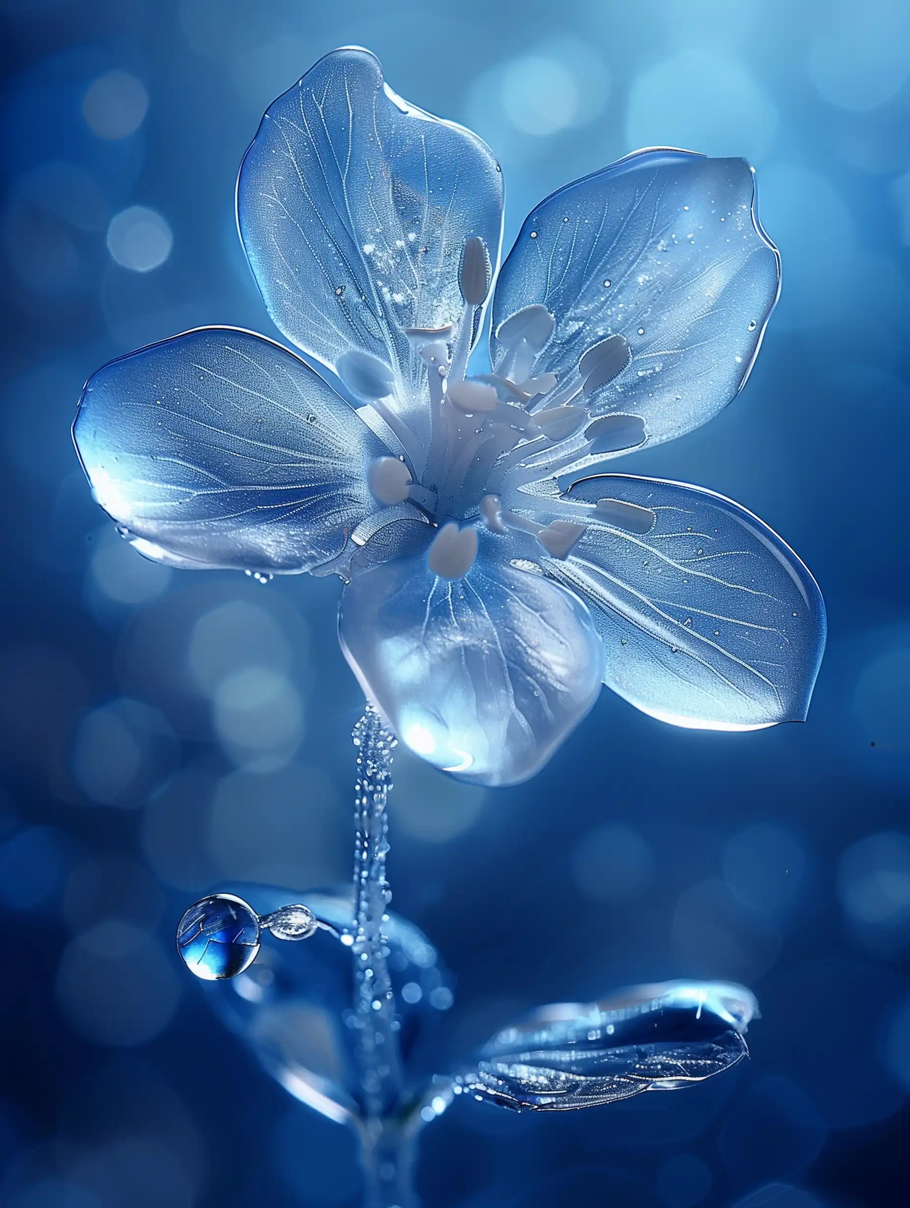 Glass Petal Ice Sculpture Midjourney提示词