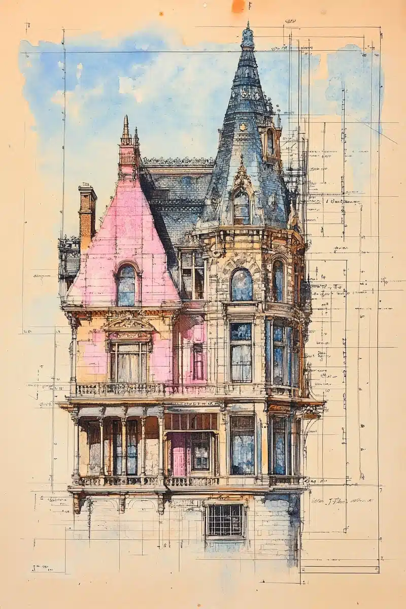 Gilded Age NYC Watercolor Midjourney提示词