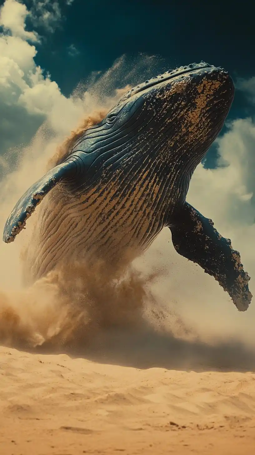 Cinematic Whale Leap Desert Midjourney提示词