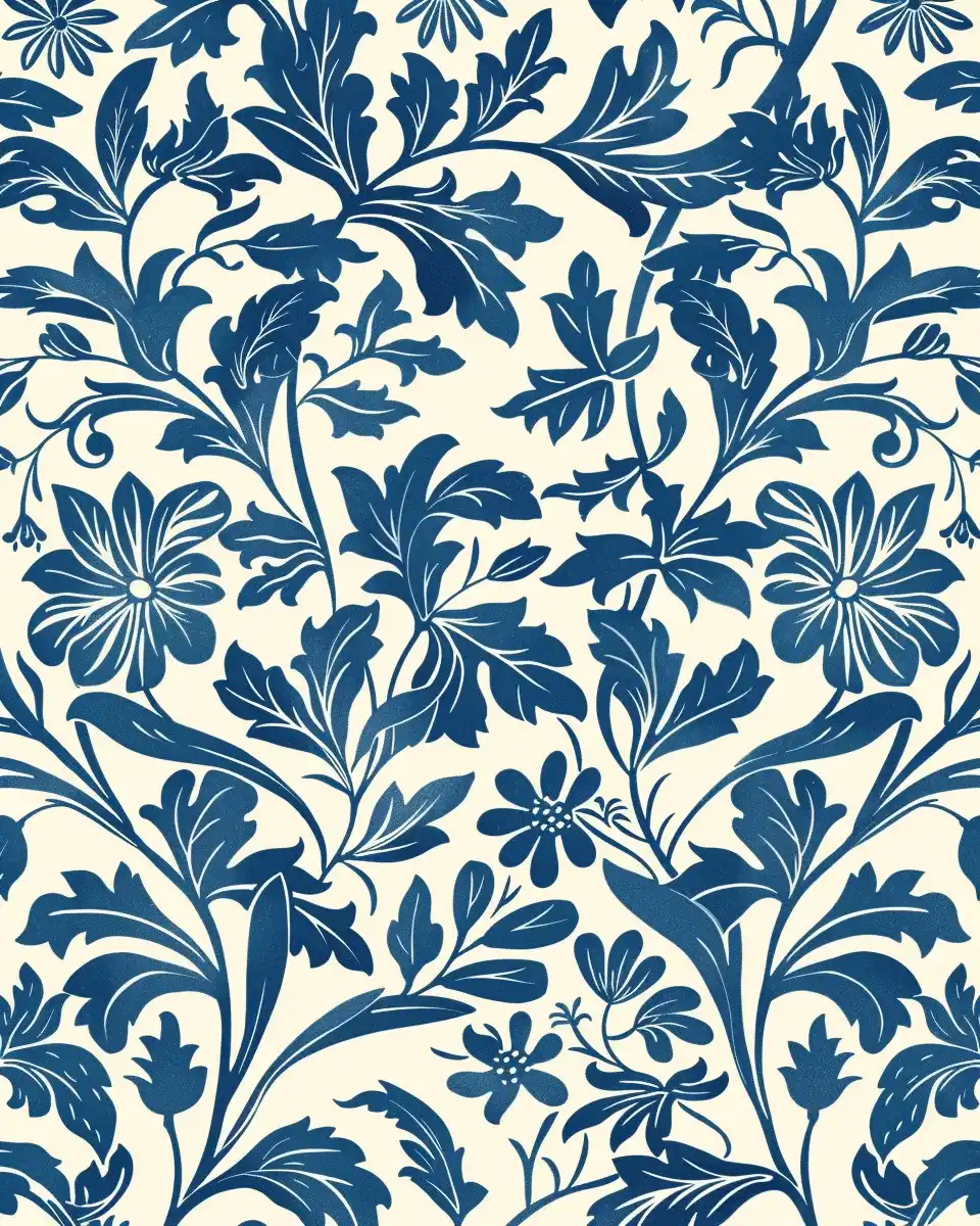 William Morris White Patterns Midjourney提示词