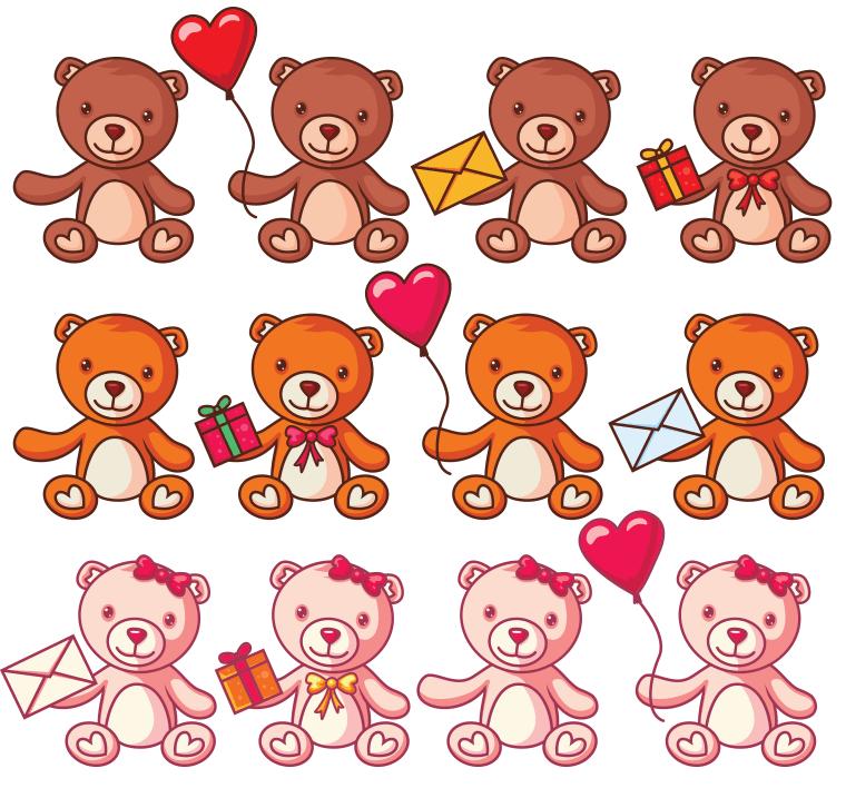 Free Vector Teddy Bears Set（泰迪熊）