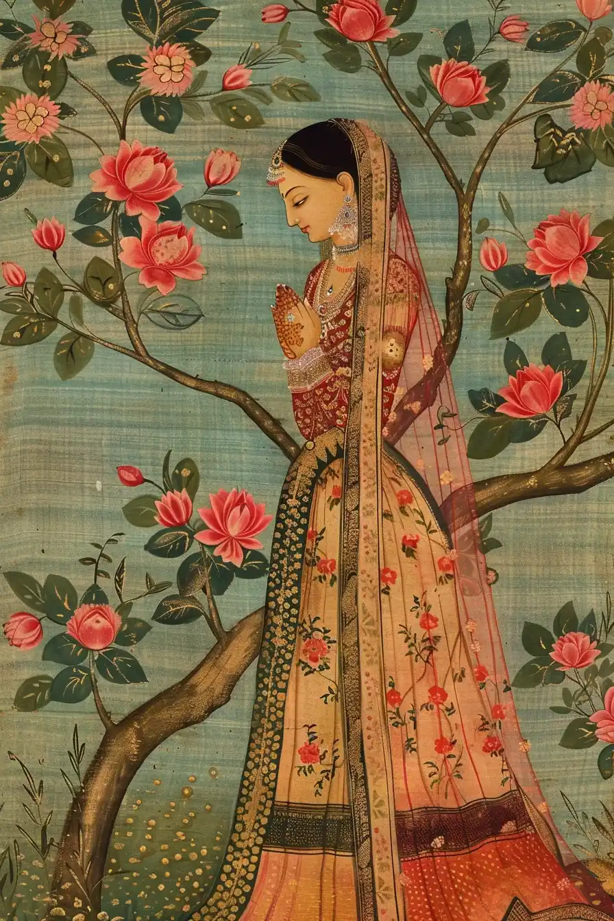 Mughal Princess Tapestry Midjourney提示词