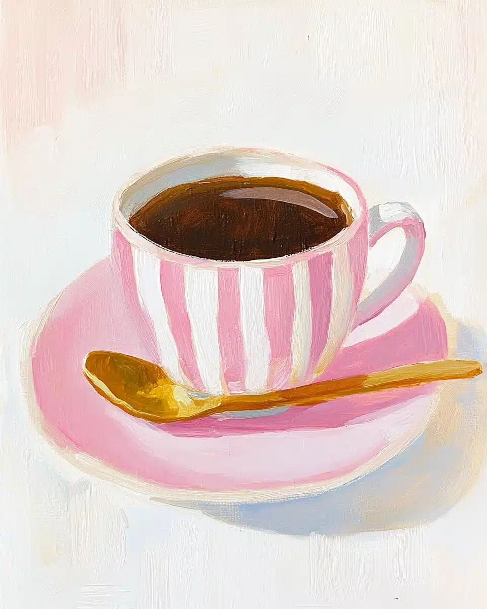 Minimalist Coffee Teacup Painting Midjourney提示词