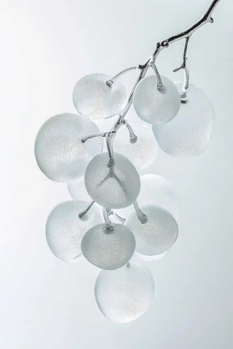 Frosted Glass Grapes Sculpture Midjourney提示词