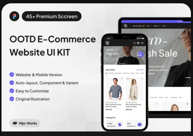 OOTD E-Commerce - E-Commerce Website UI Design KIT