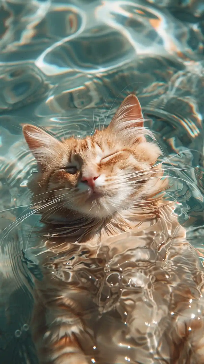 Y2K Cat Pool Float Midjourney提示词