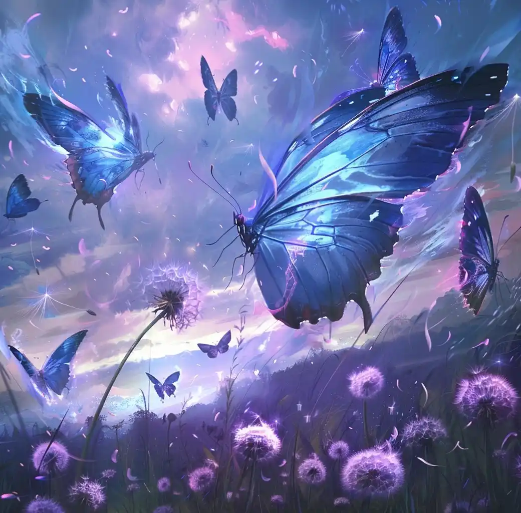 Vivid Butterfly Field Art Midjourney提示词