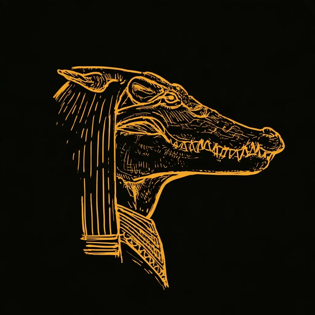 Outline Sketch Ammit Mask Midjourney提示词