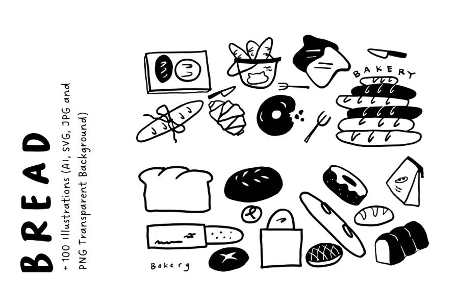 +100 Bread & Bakery Illustration