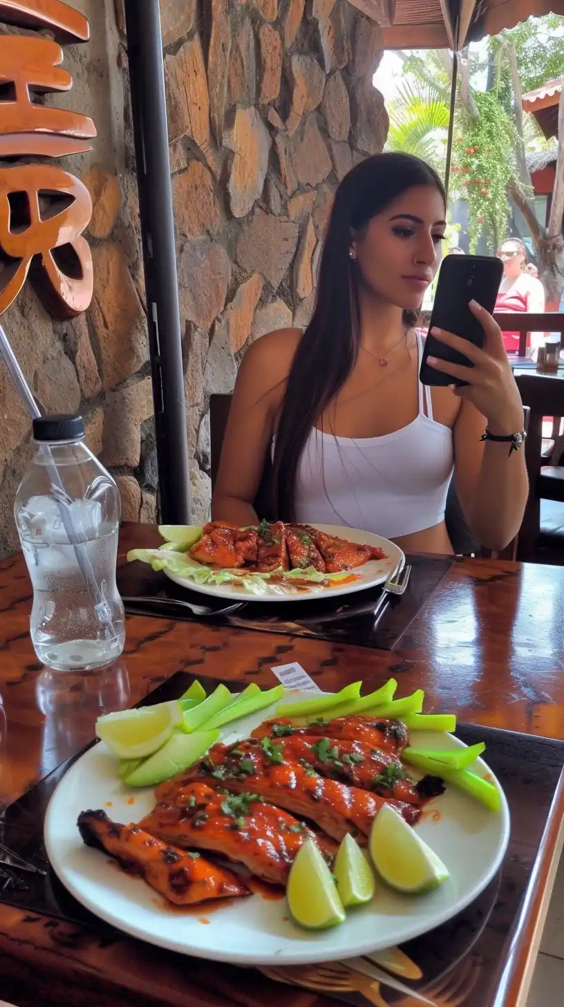 Raw Dining Photo South American Woman Midjourney 提示词生成效果