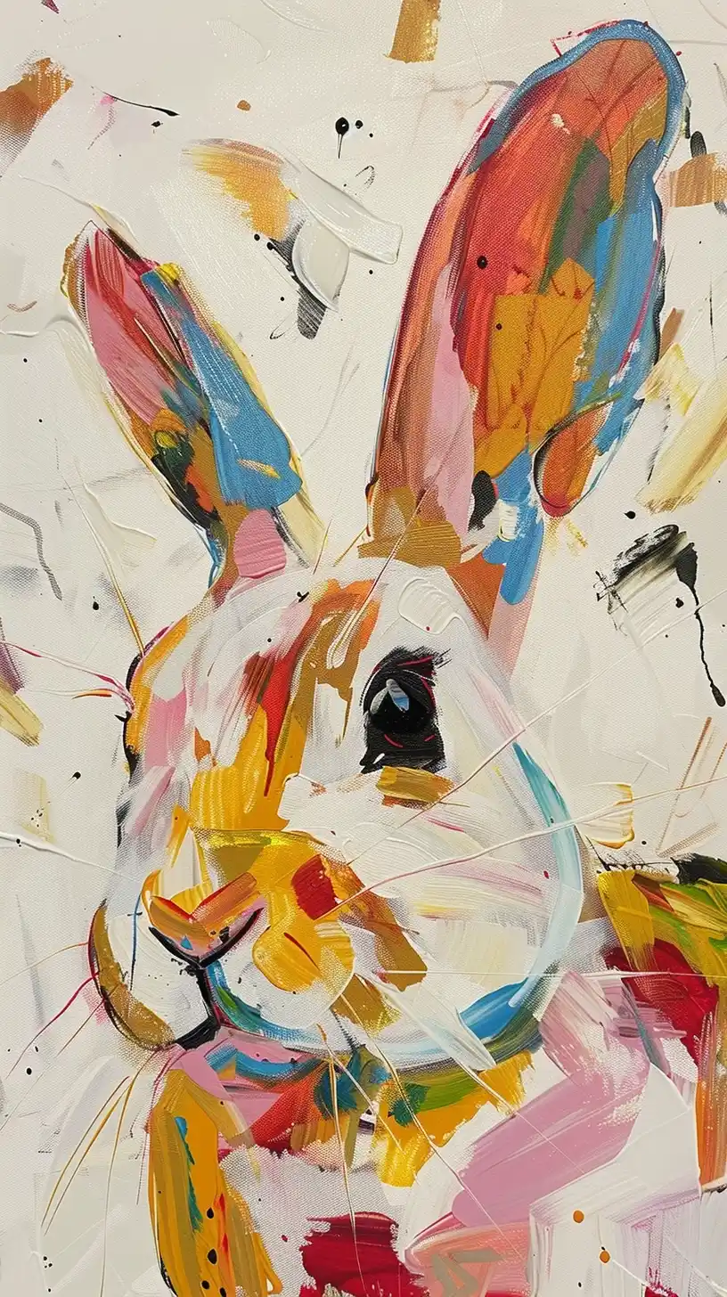 Abstract Rabbit by Maud Lewis Midjourney提示词