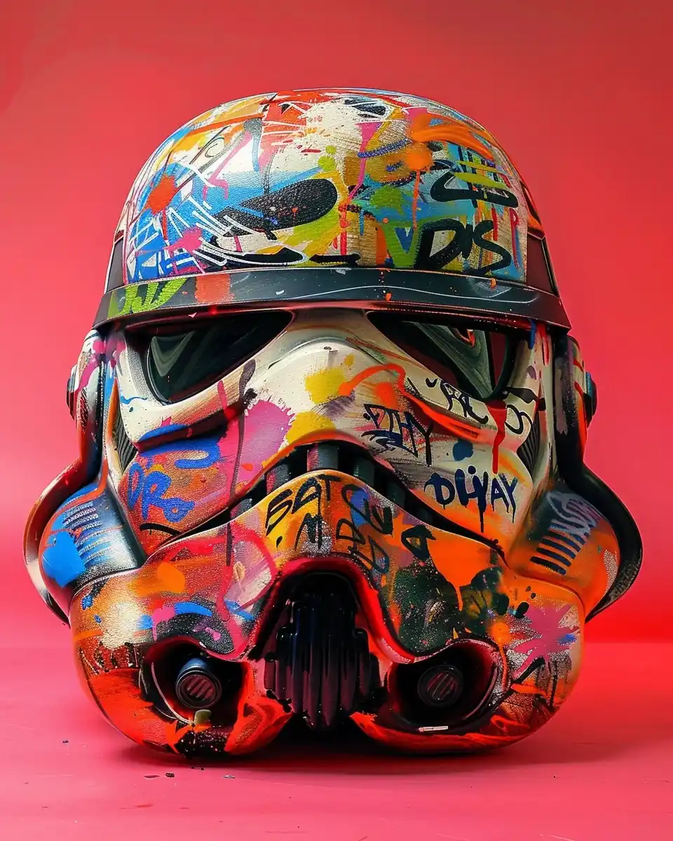 Graffiti Stormtrooper Helmet Midjourney提示词