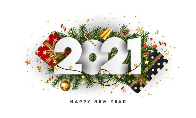 16款2021新年快乐背景黄金礼品五彩纸屑闪亮的闪光黄金数字字体设计矢量素材合集