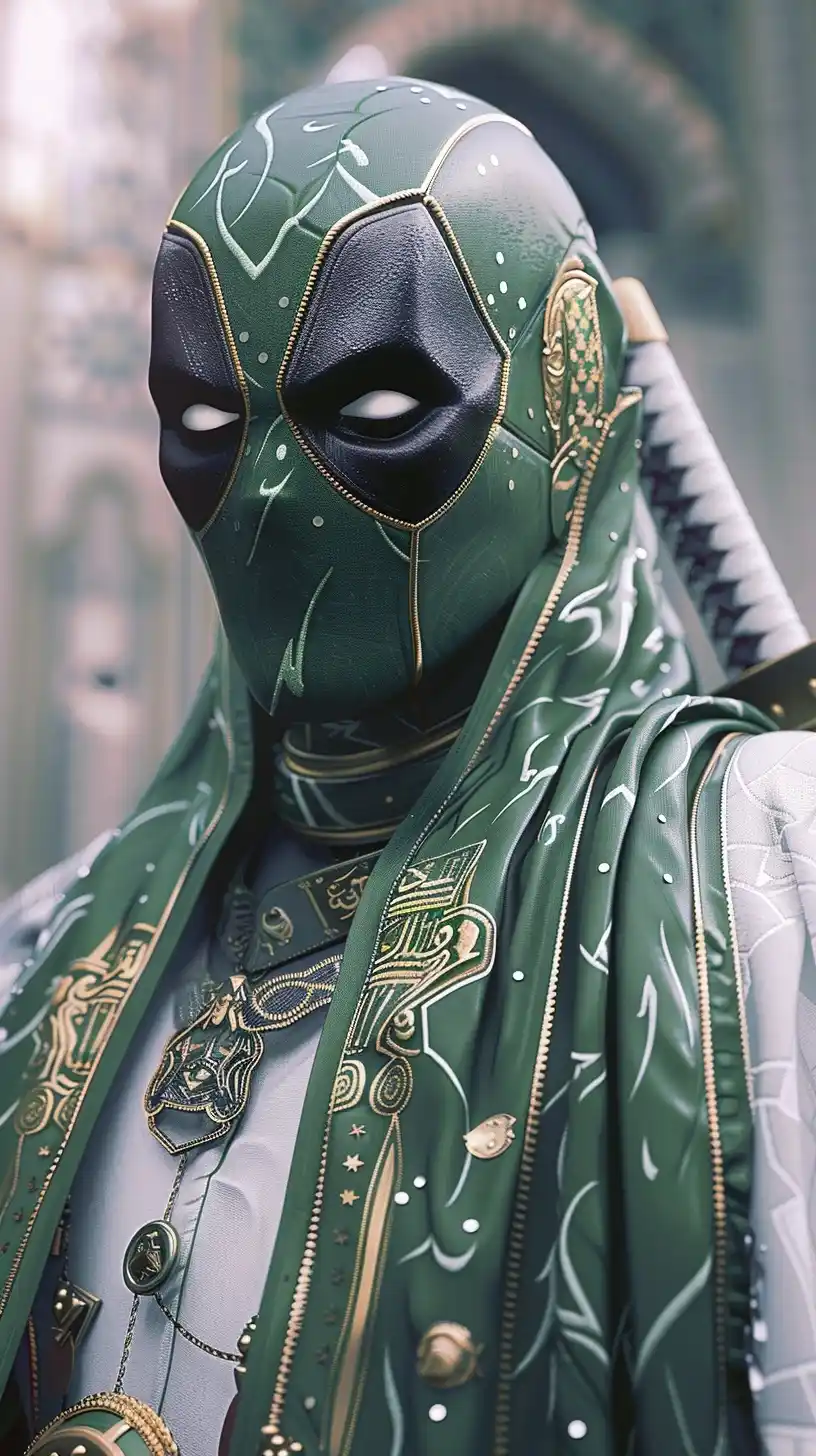 Saudi Deadpool in Green Midjourney提示词
