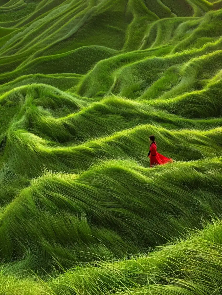 Hanfu Woman in Grass Midjourney提示词