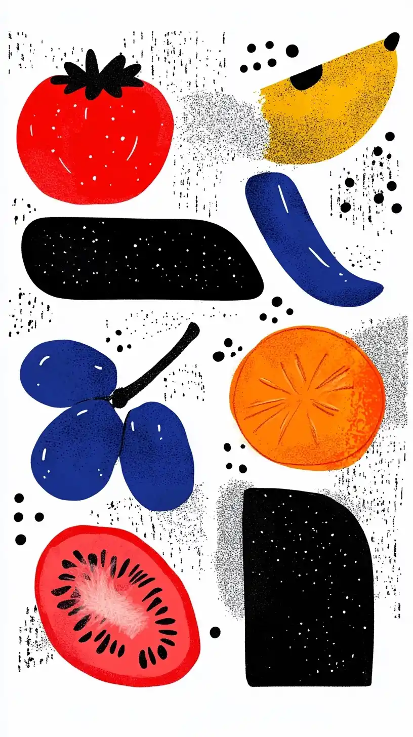 Minimalist Abstract Food Shapes Midjourney提示词