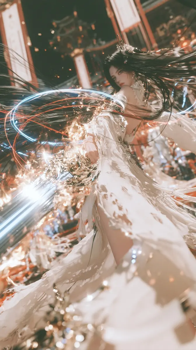 Anime Void Flame Swordswoman Midjourney提示词