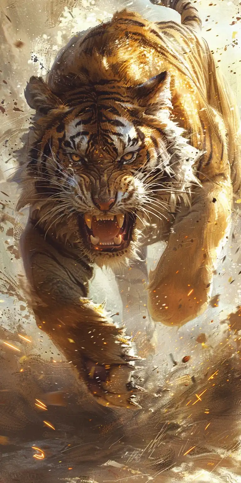 Ferocious Tiger in Motion Midjourney提示词