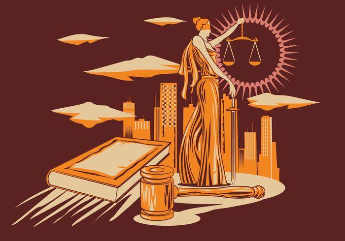 女士正义矢量图在木雕设计风格。