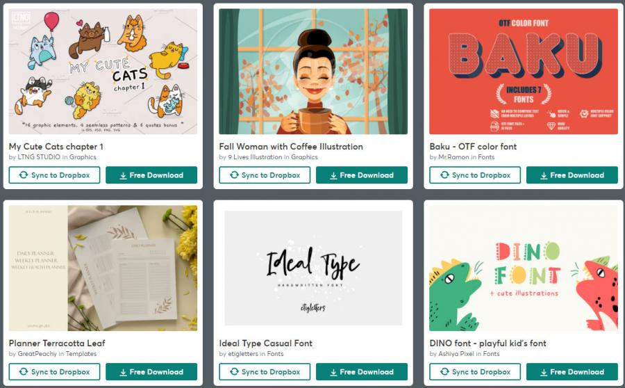 （2021年10月8日）CreativeMarket网站本周免费资源打包