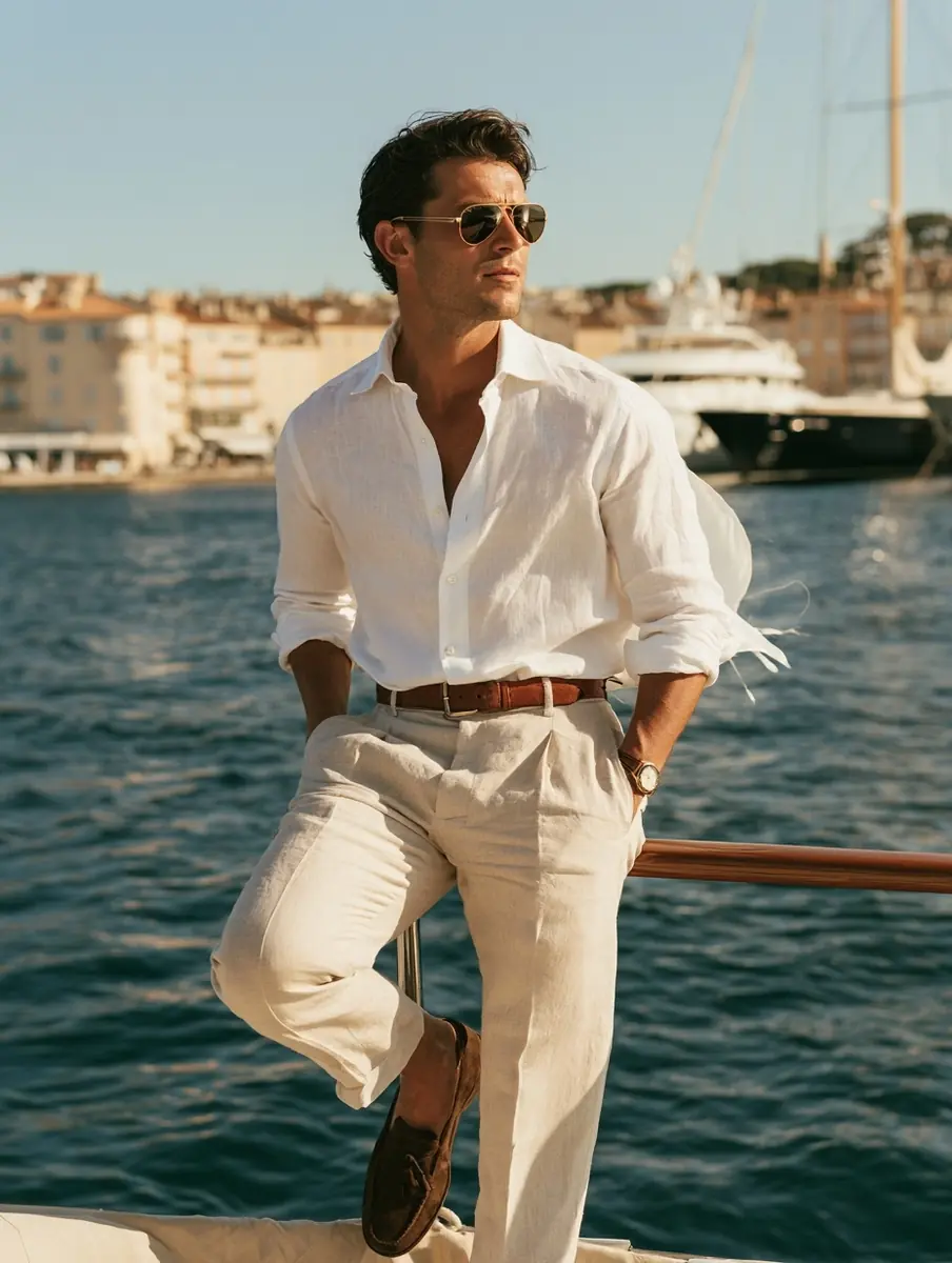 Menswear Editorial Saint Tropez Midjourney提示词