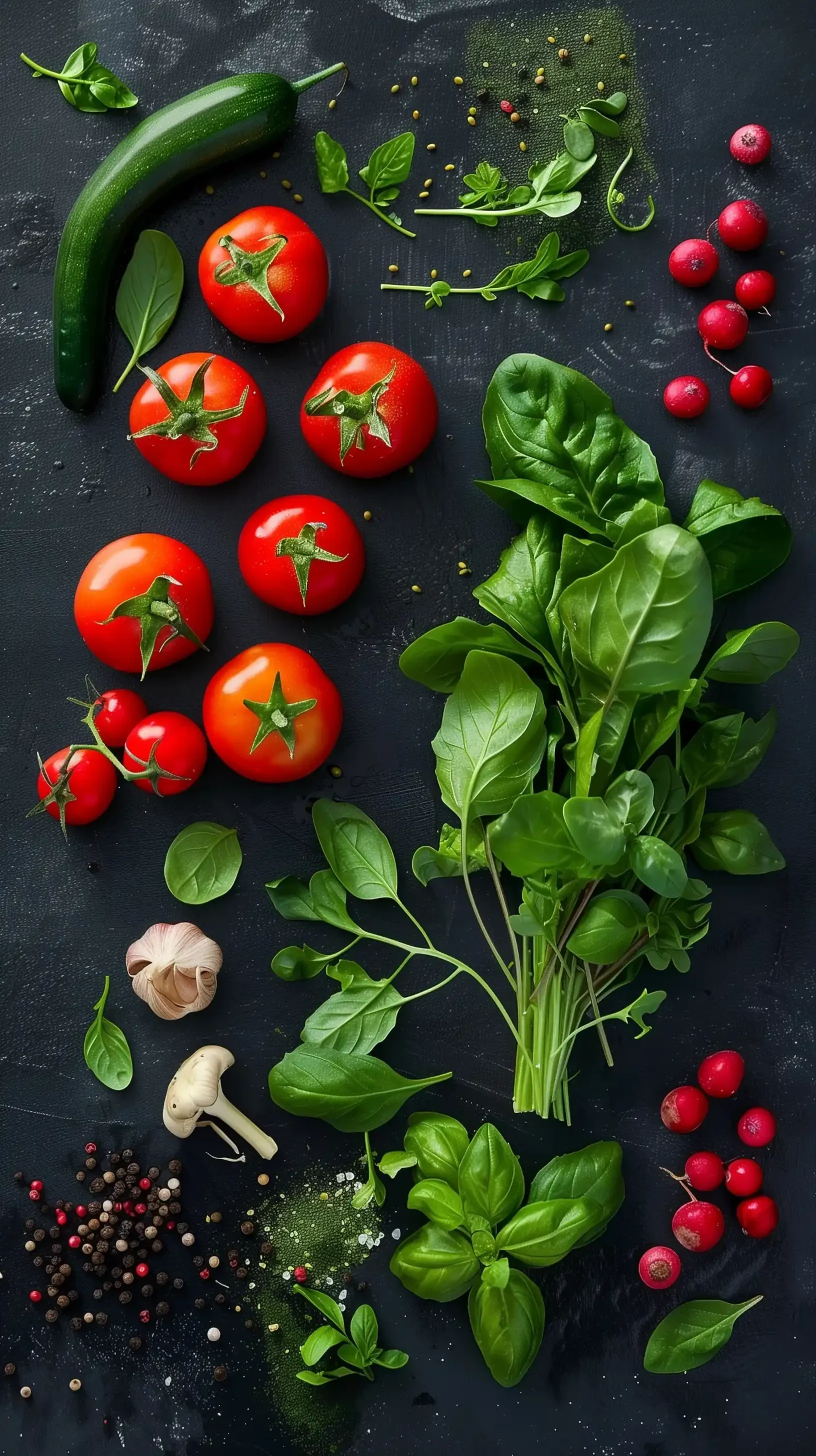 Top View Fresh Ingredients Midjourney 提示词生成效果