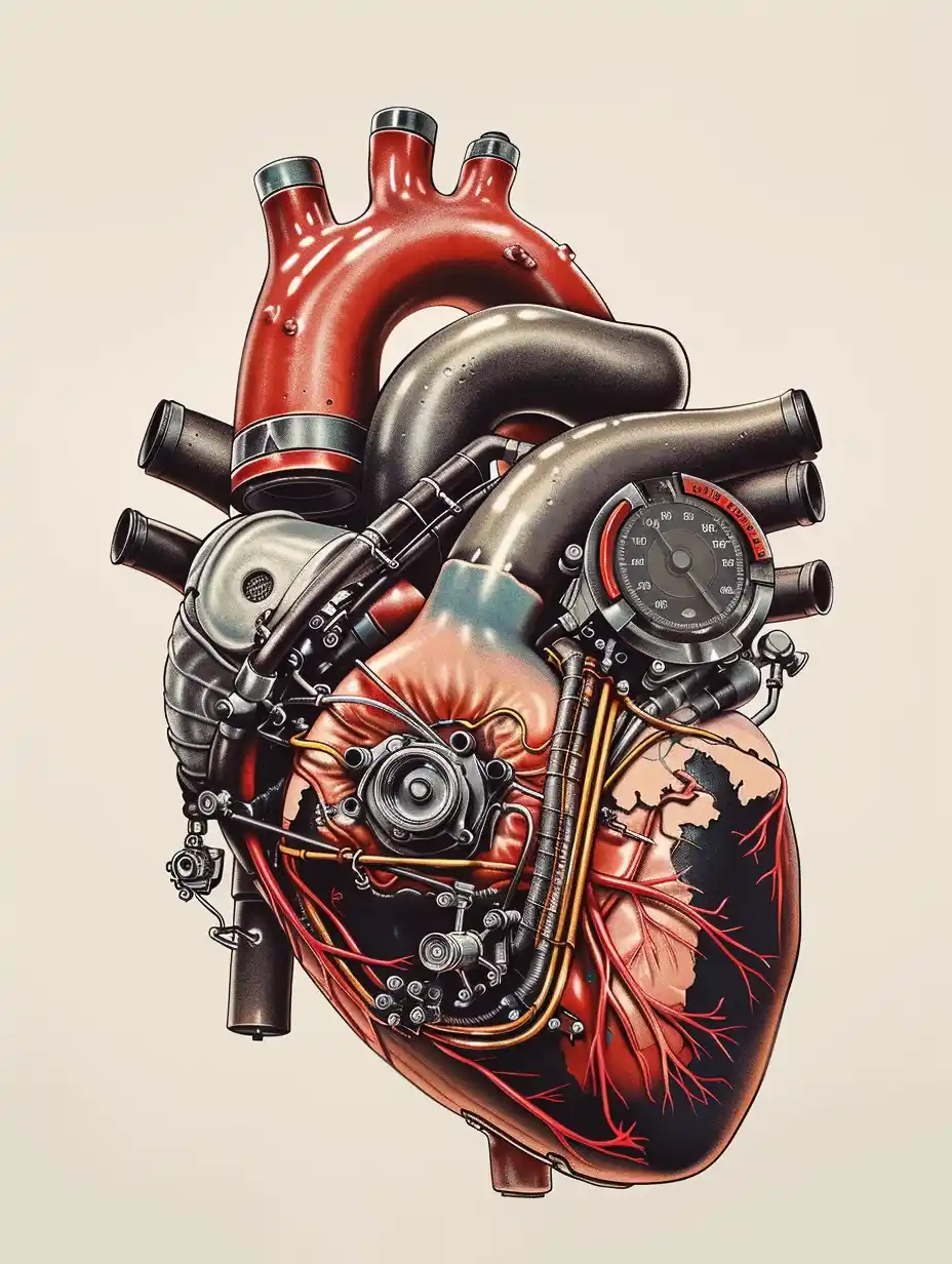 Mechanical Heart Diagram Midjourney提示词