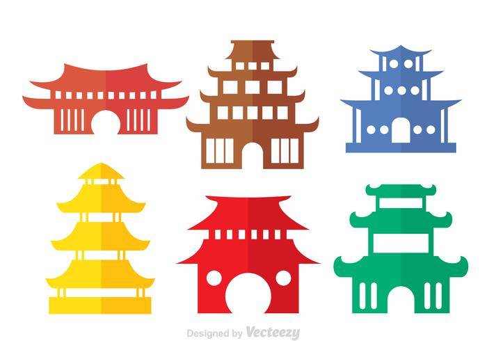 多彩的中国寺庙向量